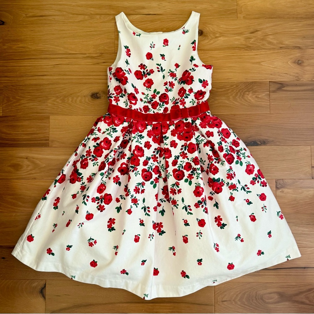 Janie&Jack Red/White Roses Sleeveless Special Occasions Princess layered Dress